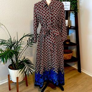 Zara geometric ring scarf print dress in size XL